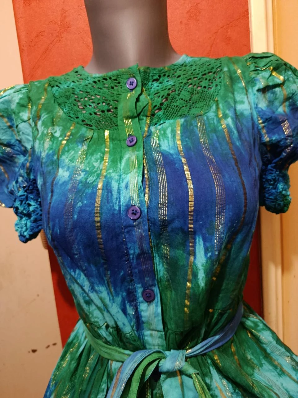 vestido longo NJ Couture - Inspiração sari indiano Bollywood - P/M – photo 4